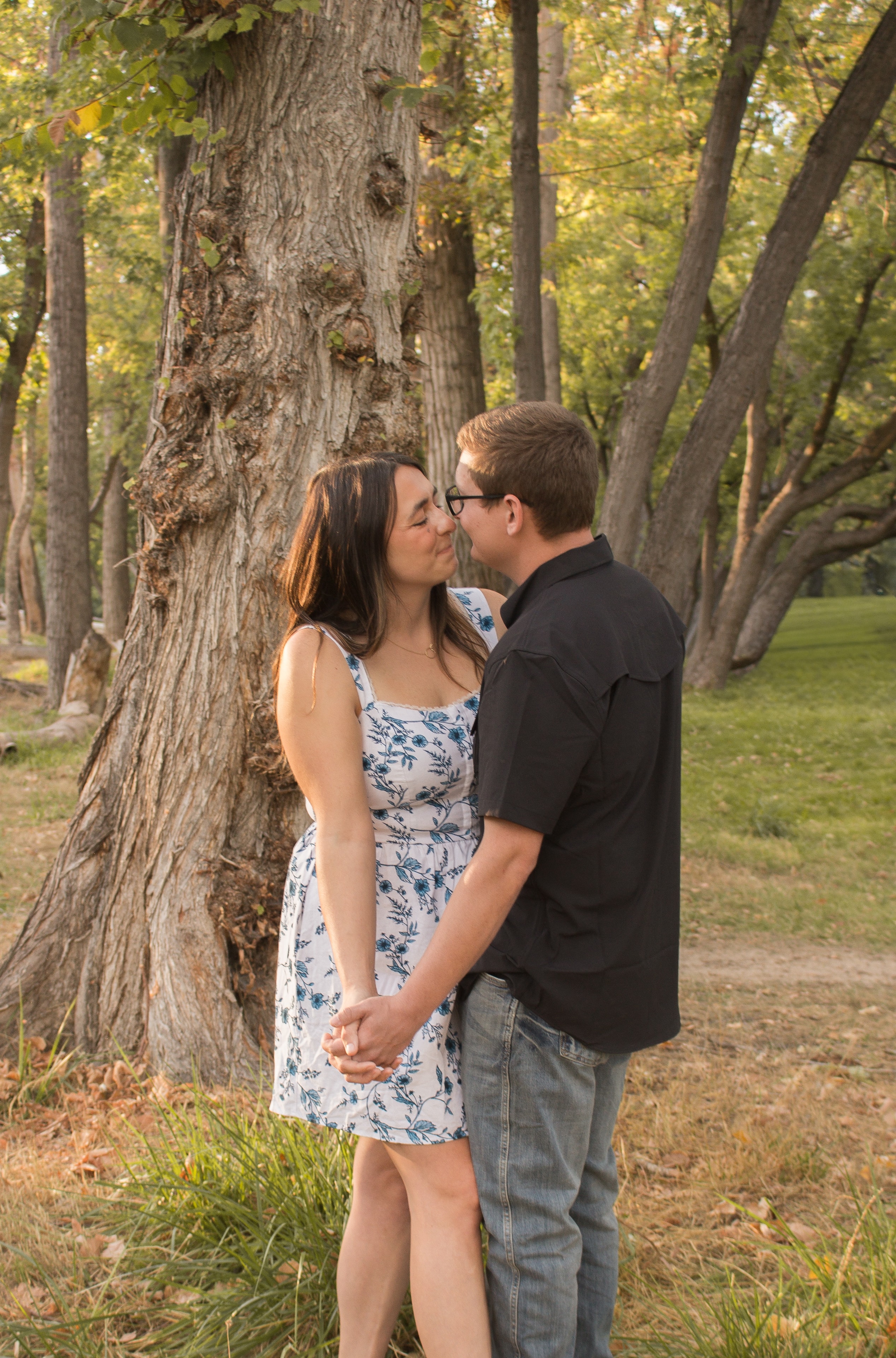 Couple at sunset in a field